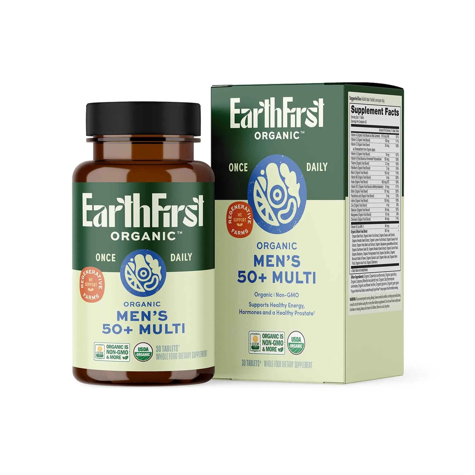 EarthFirst Organic Women's & Men's 50+ Once Daily Multi Bundle,19 Vitamins from Herbs & Superfoods, 30 Count EarthFirst Organic Au supplements