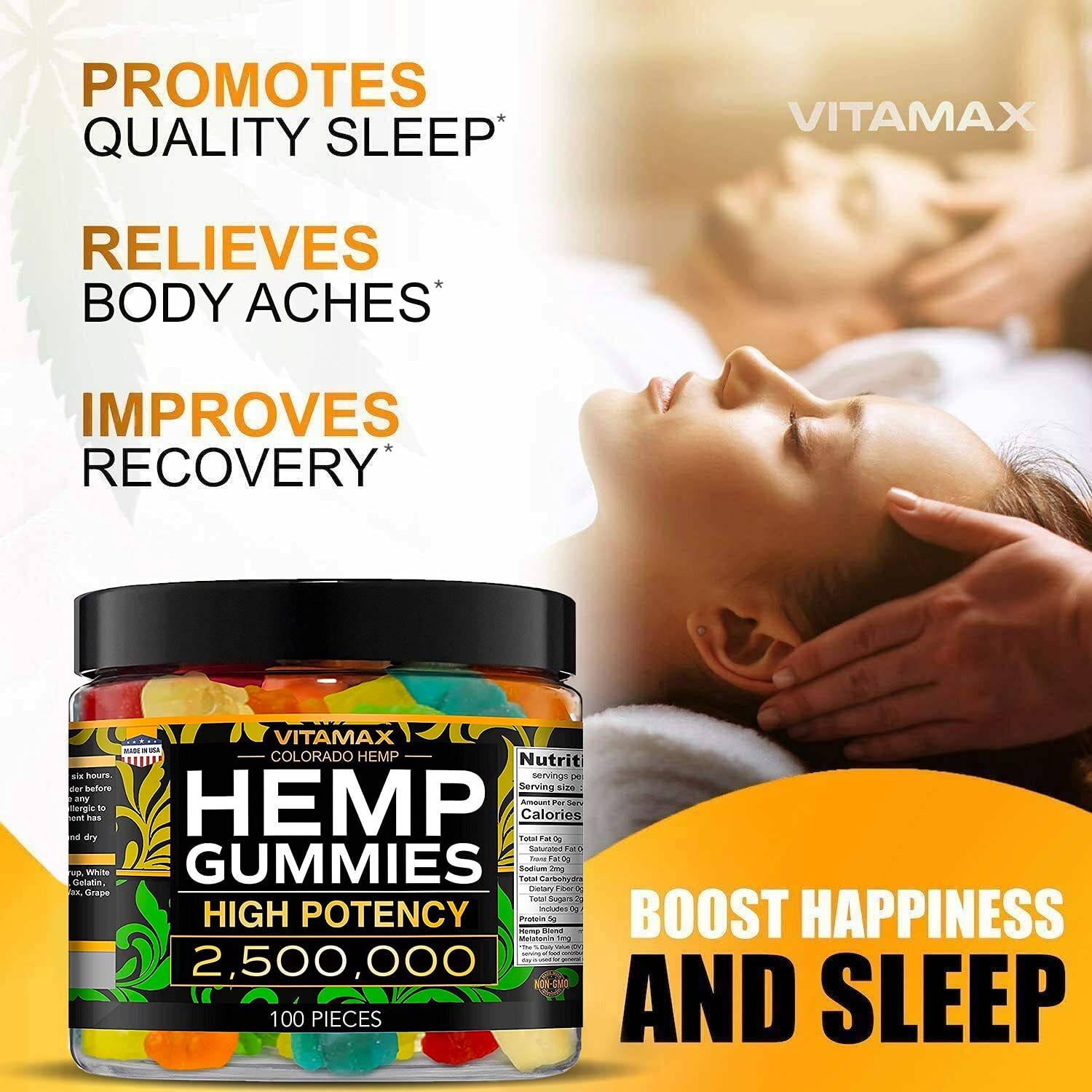 Vitamax Hemp Gummies - Great for Peace & Relaxation - 2,500,000 - Natural Fruit Flavors Vitamax Au supplements