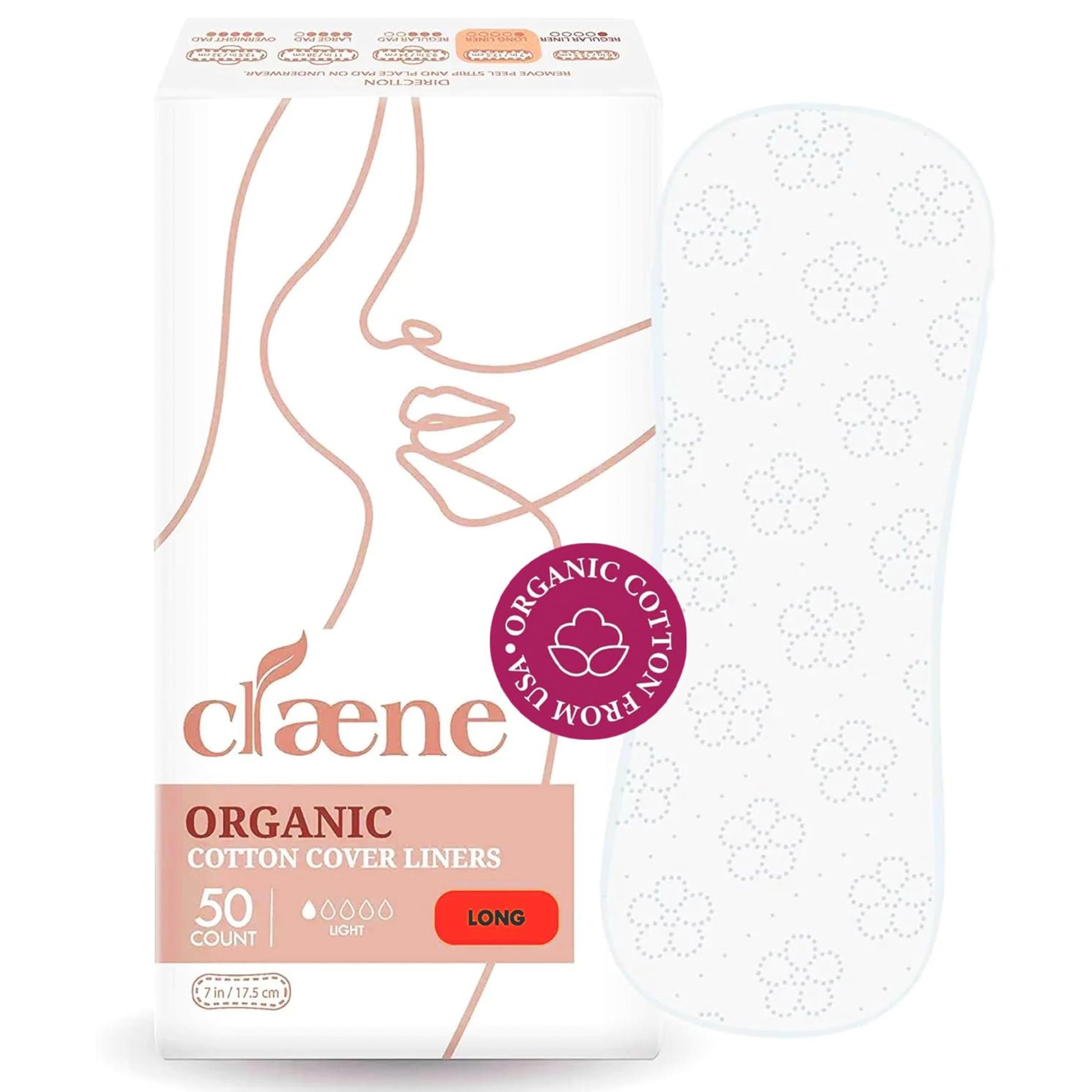 Claene Organic Cotton Panty Liners, Unscented, Thin, Cruelty-Free, Daily, Breathable Organic Panty CLAENE Au supplements