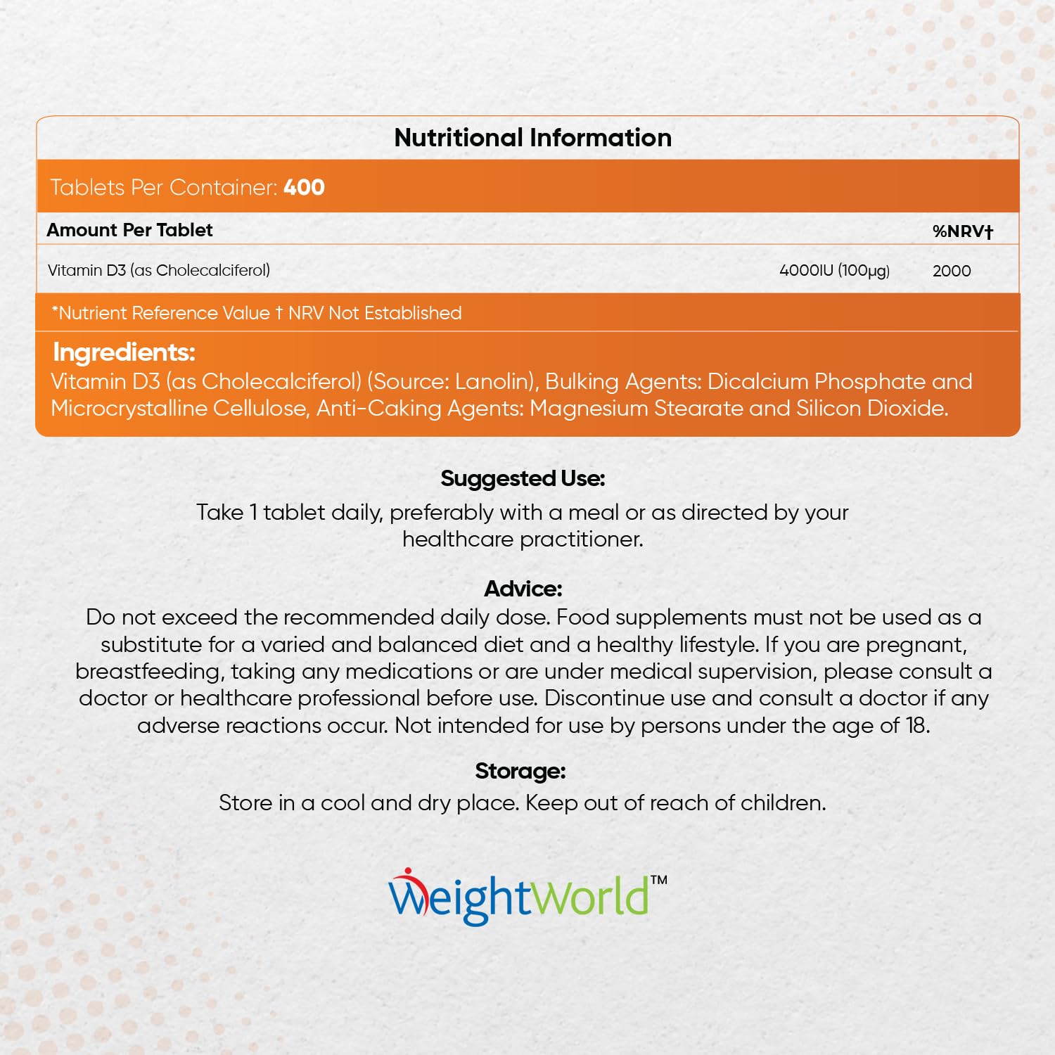 Vitamin D3 4000 IU – 400 High Strength Vitamin D Tablets (1+ Year Supply) – Vegetarian WeightWorld Au supplements