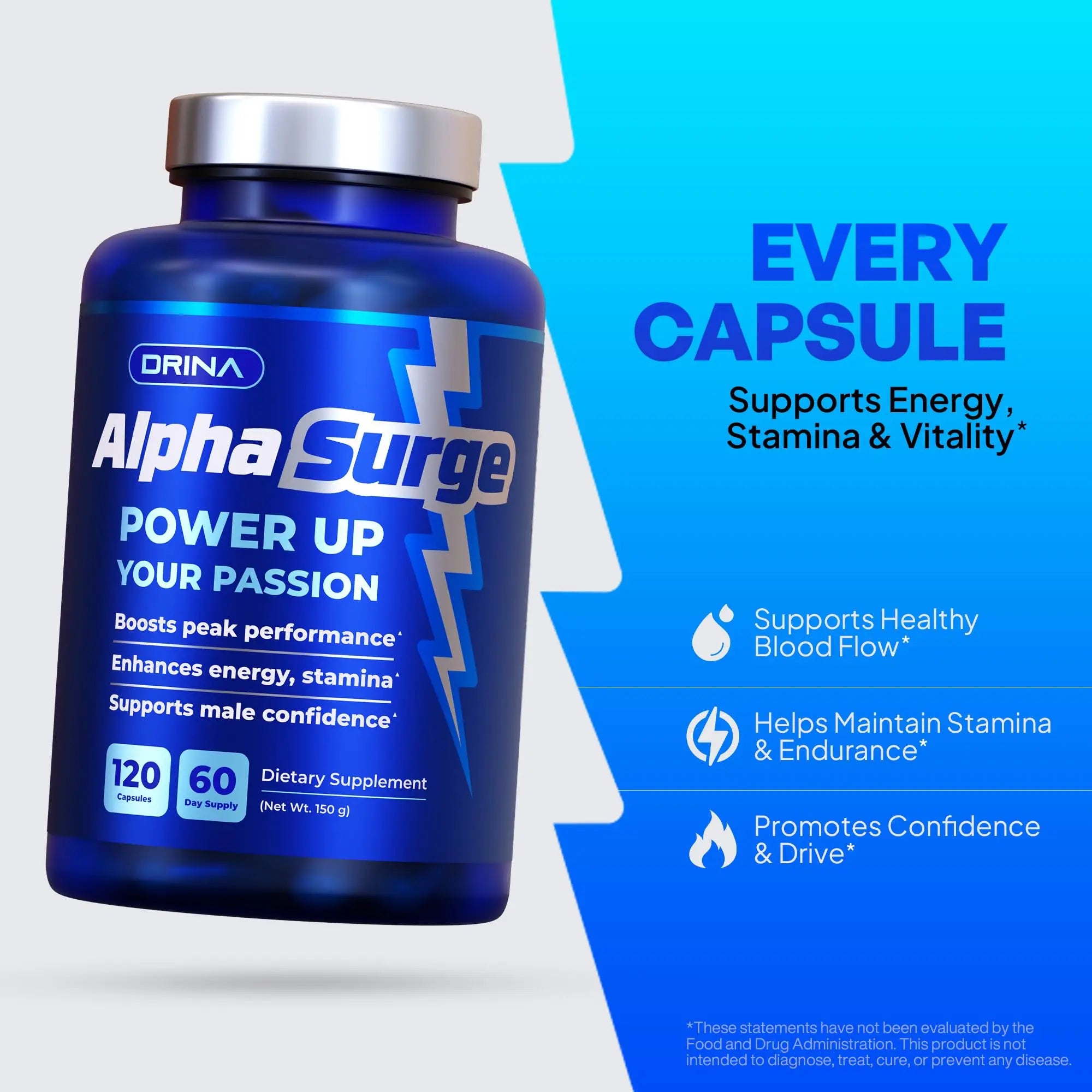 Pills for Men Fast Acting - Male Enhancing Supplement Testosterone Booster - Blood Flow, Libido, Size, Girth, Hardness, Stamina, Enlargement, Growth - Natural Performance Enhancer - 2 Month Supply DRINA Au supplements