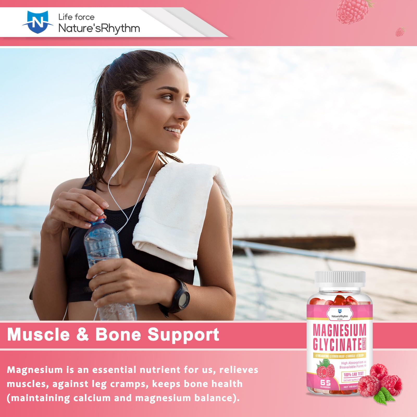 Nature‘s Rhythm Magnesium Gummies 500mg - 65 Ct | Magnesium Glycinate Supplements for Relaxation, Stress Relief, and Sleep for Adults & Kids Tasty and Tangy Raspberry Flavor Nature'sRhythm Au supplements
