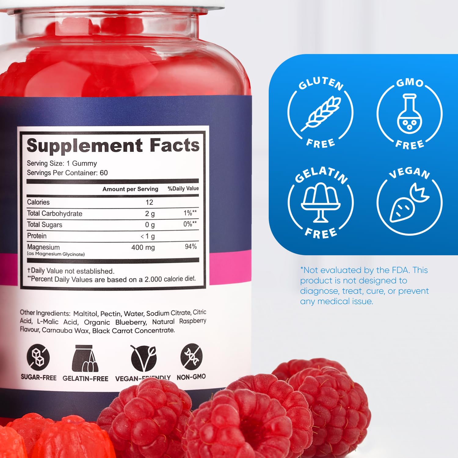 Magnesium Glycinate Gummies 400mg, High Absorption Magnesium Supplement for Women, Men and Kids, Muscle Support and Relaxation, Sugar Free, Vegan, 60 Days Supply PURA WEX NUTRITION Au supplements