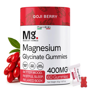 Magnesium Glycinate Gummies 400mg - Sleep Gummies for Kids & Adults - Magnesium Glycinate Chewable High Absorption for Muscle Recovery, Better Sleep & Relaxation (Gojiberry) Pharmlitalia Au supplements