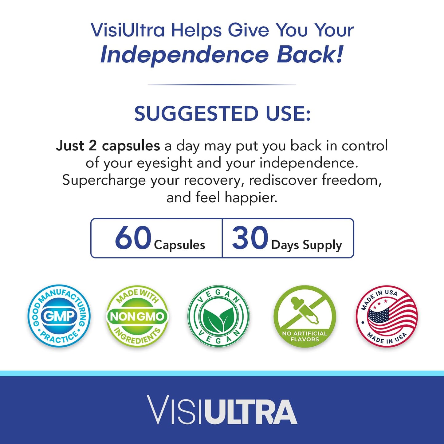 VisiUltra Eye Health Supplement – 14 Essential nutrients for Clear Vision, Blue Light Protection, and Long-Term Eye Health. Supports Clarity and Eye Wellness. 60 Capsules. (1 Pack) VisiUltraAu supplements