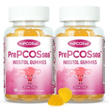 Feelherbs PrePCOSsea Inositol Gummies Vitamins, 2 Pack Orange Flavor Myo-Inositol Vitamin Gummies with Folate, B6, B12 & D-Biotin, 60 Count Soft Chews Feelherbs Au supplements