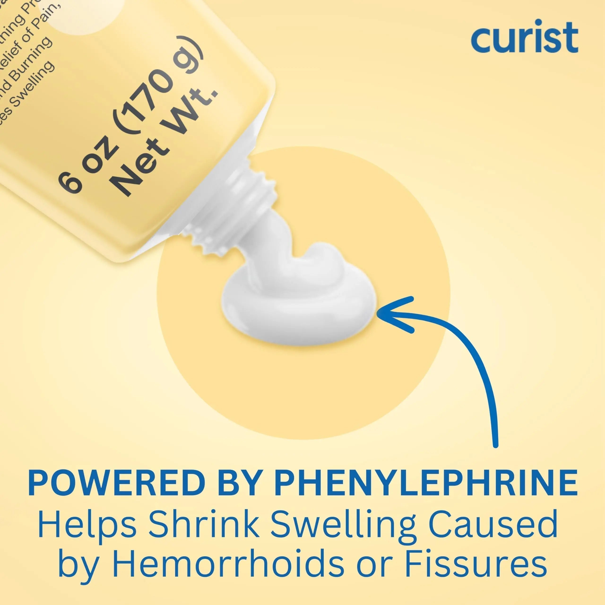 Curist Fissure and Hemorrhoid Cream with Lidocaine 5% and Phenylephrine HCl - Numbing Anal Fissure Cream Temporarily Shrinks Hemorrhoids - Reduces Itching, Swelling, & Burning - Huge Tube - 6oz Curist Au supplements