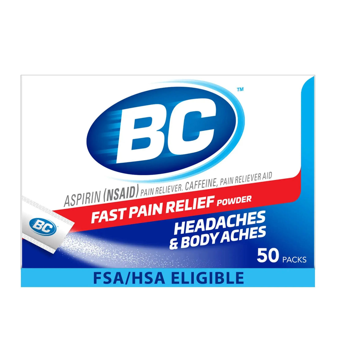BC Original Headache Relief Powder, Dual-Action Aspirin & Caffeine Dissolve Packs, to Relieve Body Aches, Toothaches & Menstrual Cramps, 50 Count BC uk supplements