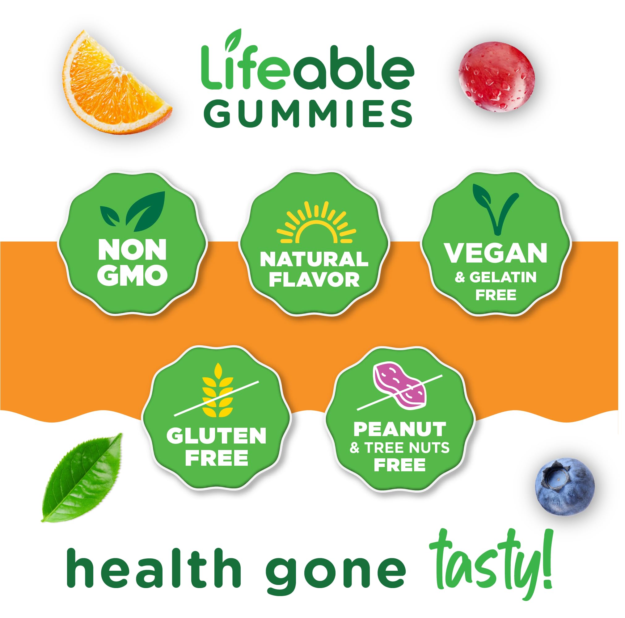 Lifeable Stress Aid Gummies for Teens | with Lemon Balm, GABA and L Theanine Supplements | Vegan Non GMO Mood Support Supplement | Great Tasing Stress Vitamins | L-Theanine for Teen | 90 Gummies Lifeable Au supplements