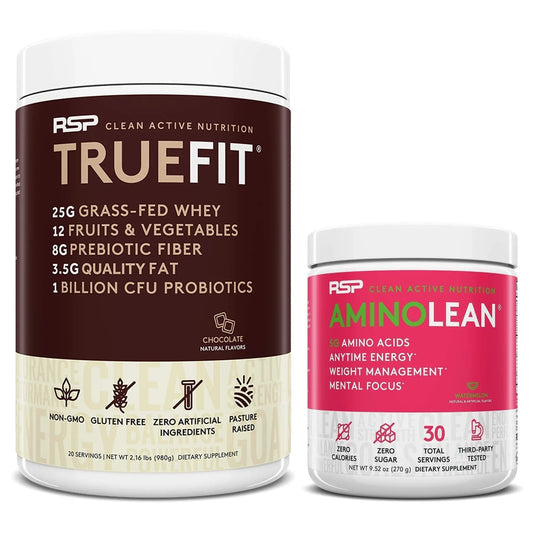 RSP NUTRITION TrueFit Protein Powder (Chocolate 2 LB) with AminoLean Pre Workout RSP NUTRITIONAU supplements