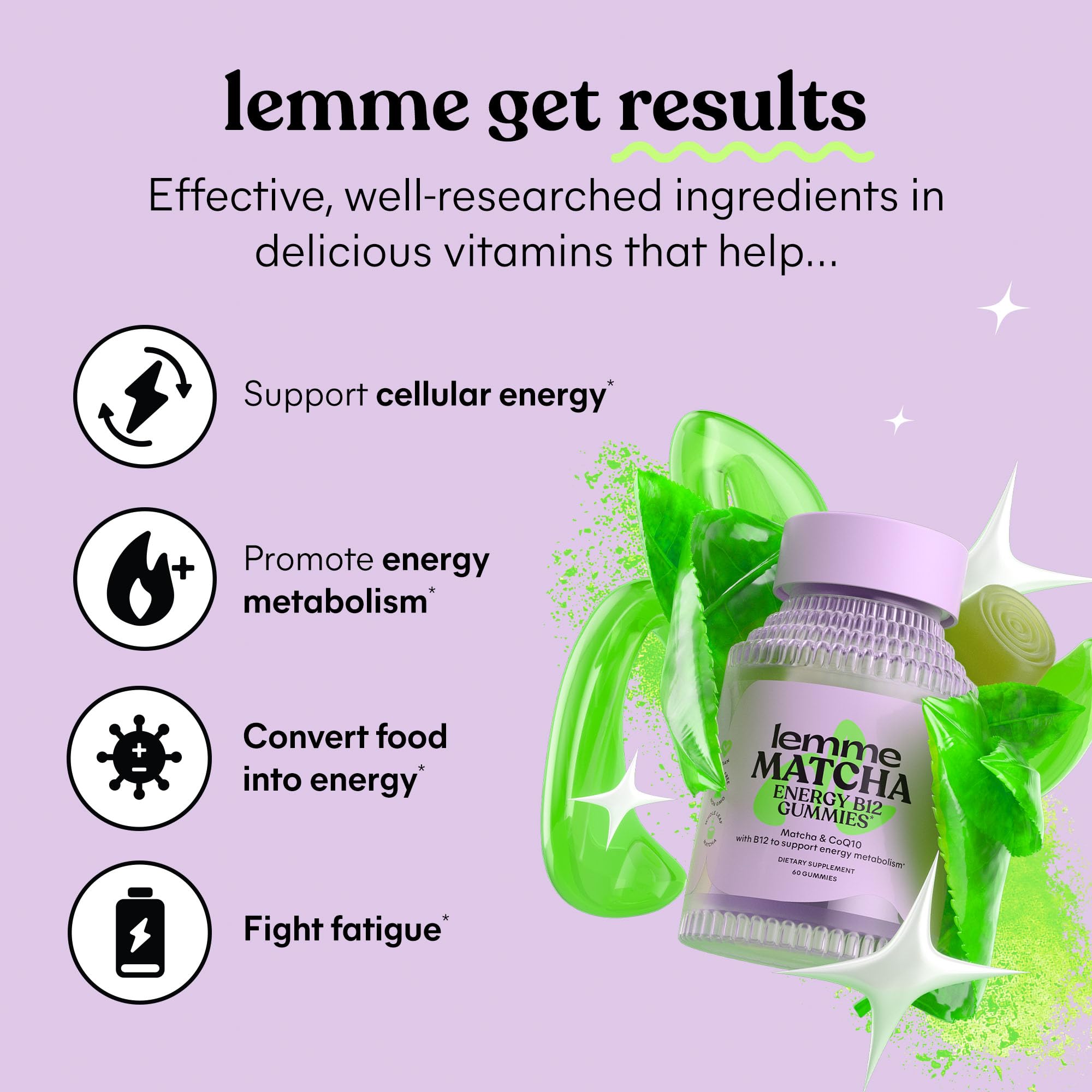 Lemme Matcha Superfood Energy Gummies with Organic Matcha Green Tea, Vitamin B12 Lemme Au supplements