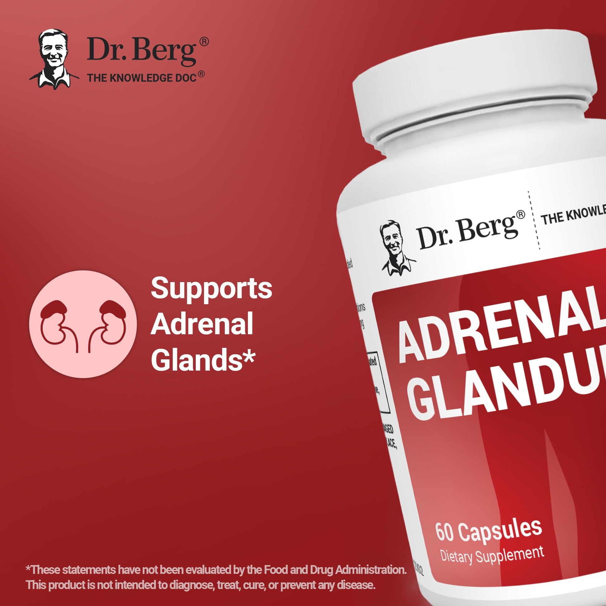 Dr. Berg Adrenal Glandular - Hormone Balance Formula That Supports Healthy Adrenal Function - Adrenal Support Supplement - 60 Capsules Dr. Berg Nutritionals Au supplements