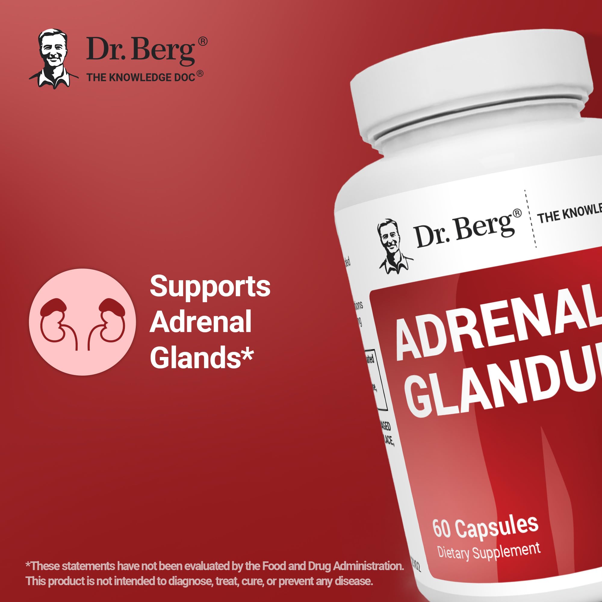Dr. Berg Adrenal Glandular - Hormone Balance Formula That Supports Healthy Adrenal Function - Adrenal Support Supplement - 60 Capsules Dr. Berg Nutritionals Au supplements