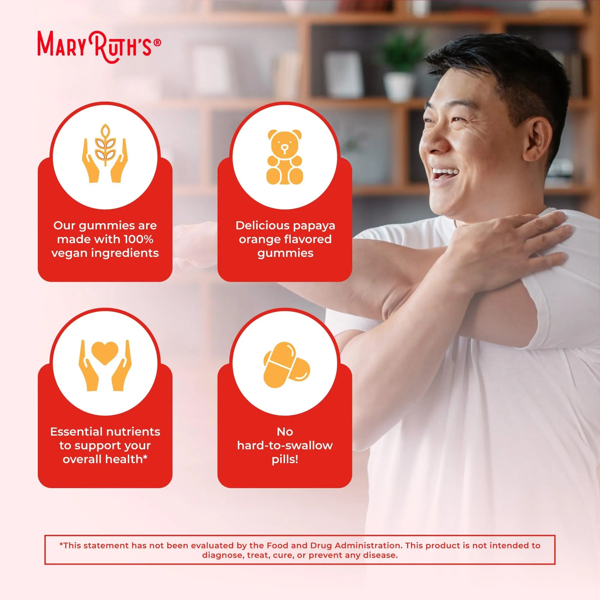 MaryRuth's Multivitamin Gummies for Men | Vitamin A, C, D, E, B6, B12, Biotin, Zinc | Energy Metabolism | Immunity | Bone Health | Cellular Health | Vegan | Non-GMO | Gluten & Sugar Free | 60 Count MARYRUTH'S Au supplements