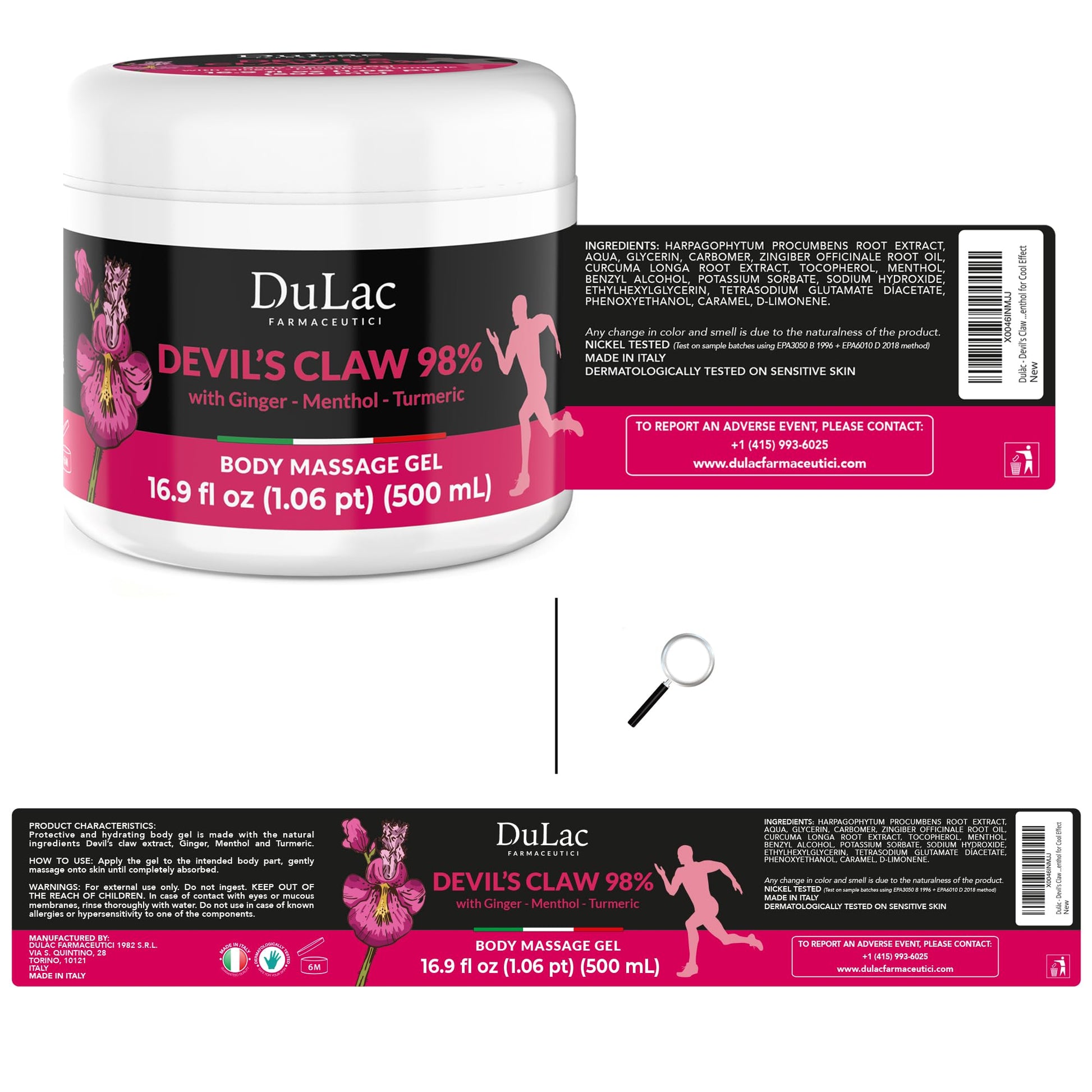 Dulac - Devil's Claw 98% Cream Maximum Strength 16.9 Fl Oz, Natural Joint and Muscle Comfort Cream, Enriched with Menthol for Cool Effect DULÀC FARMACEUTICI 1982 Au supplements