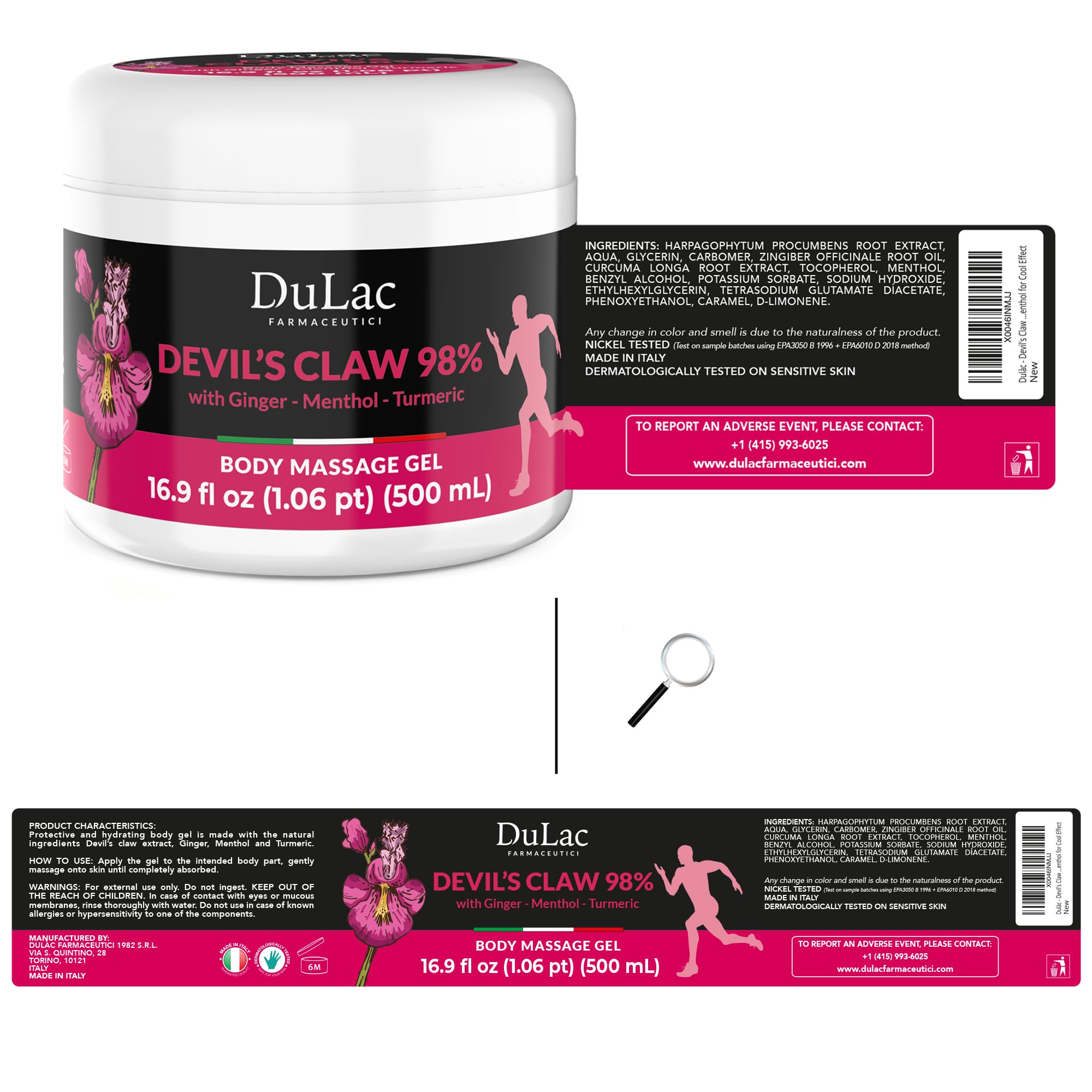 Dulac - Devil's Claw 98% Cream Maximum Strength 16.9 Fl Oz, Natural Joint and Muscle Comfort Cream, Enriched with Menthol for Cool Effect DULÀC FARMACEUTICI 1982 Au supplements