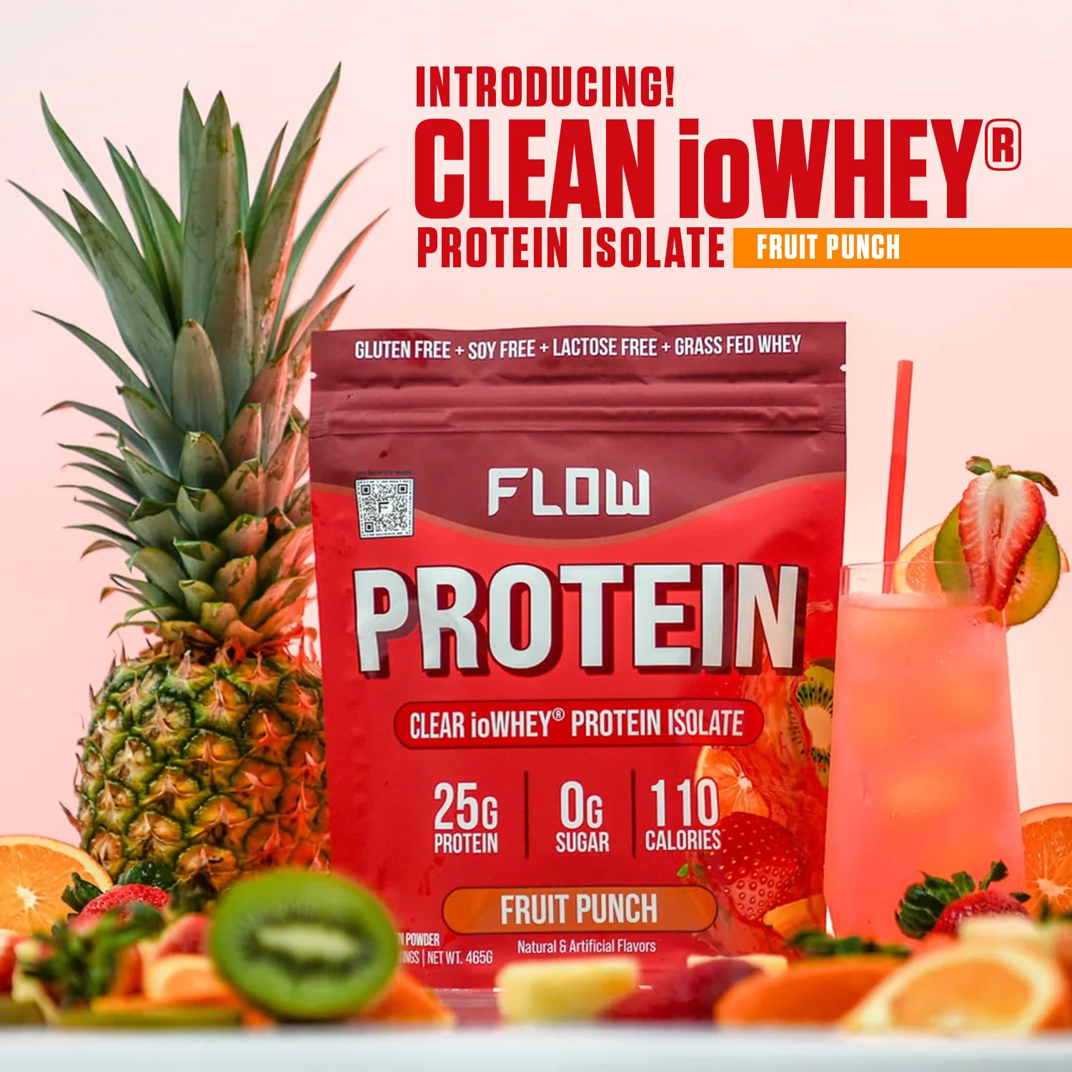 Flow Supps Clear Whey Isolate Protein Powder, Fruit Punch - 15 Servings, 25g Protein Flow Supplements Au supplements