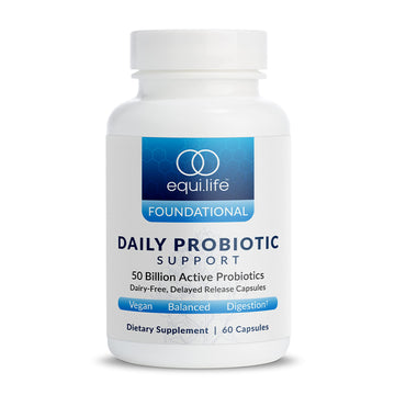 Equilife Daily Probiotic Support, 50 Billion CFU, 8 Probiotic Strains, Digestive and Gut Health Supplement for Men and Women, Gluten Free, Soy and Dairy Free, Non GMO, American Made, 60 Capsules Equilife Au supplements