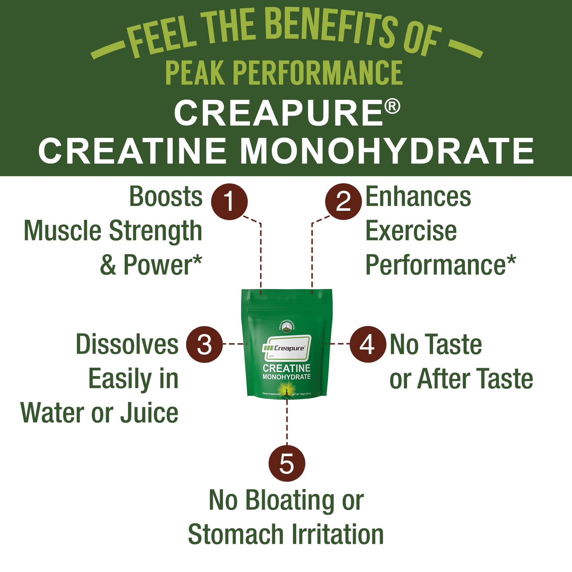 Creapure Creatine Monohydrate Powder. Ultra High Purity German Made Creatine with Nothing Else Added at All. Pure and Unflavored for Men & Women. Zero Bloating, No Sugar, Vegan Friendly Supplement Peak Performance Au supplements