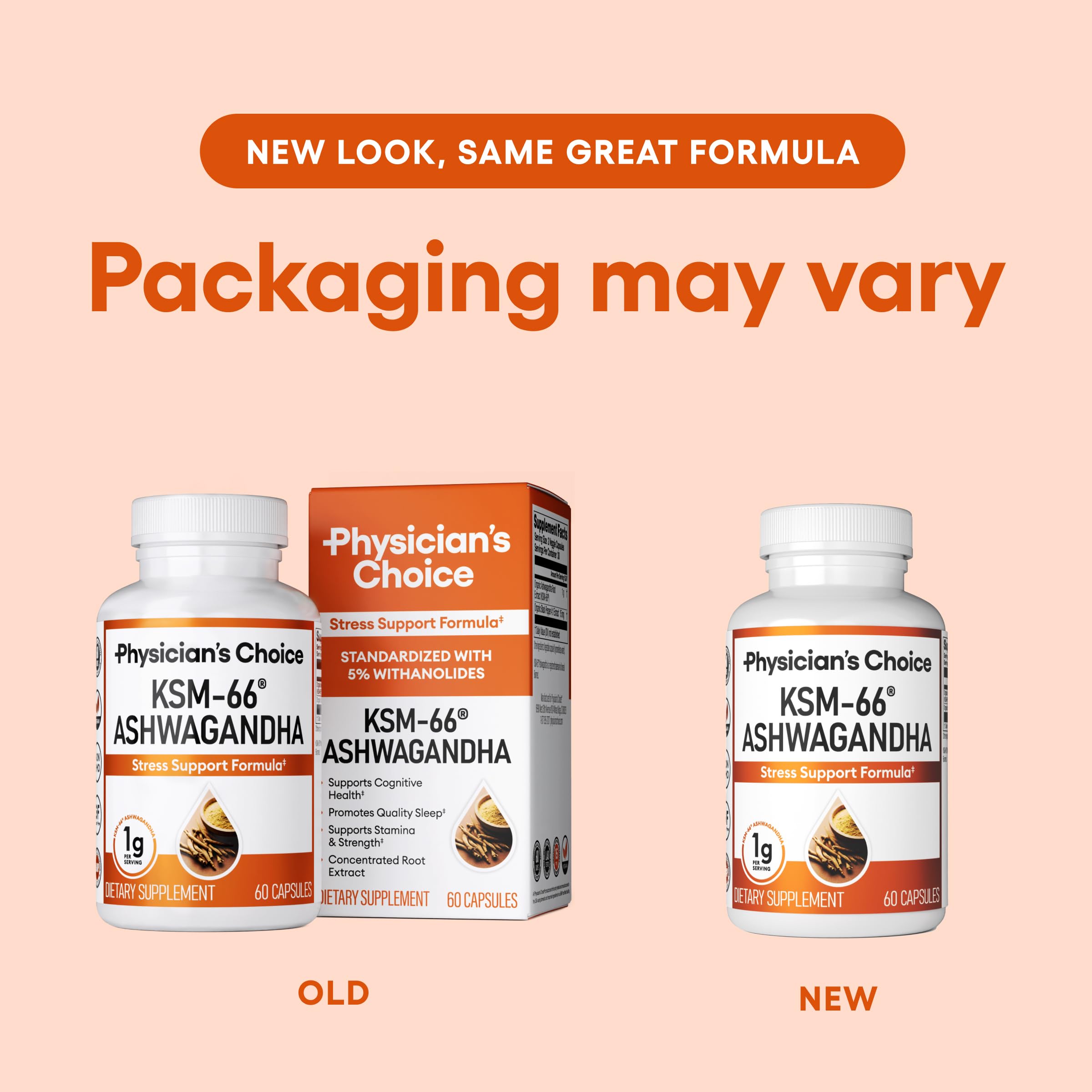 Physician's CHOICE KSM-66 Ashwagandha Root Powder Extract 1,000mg - Organic - with Black Pepper for Maximum Absorption - 5% Withanolides - Stress, Mood & Athletic Support - 60 Vegan Capsules Physician's CHOICE Au supplements