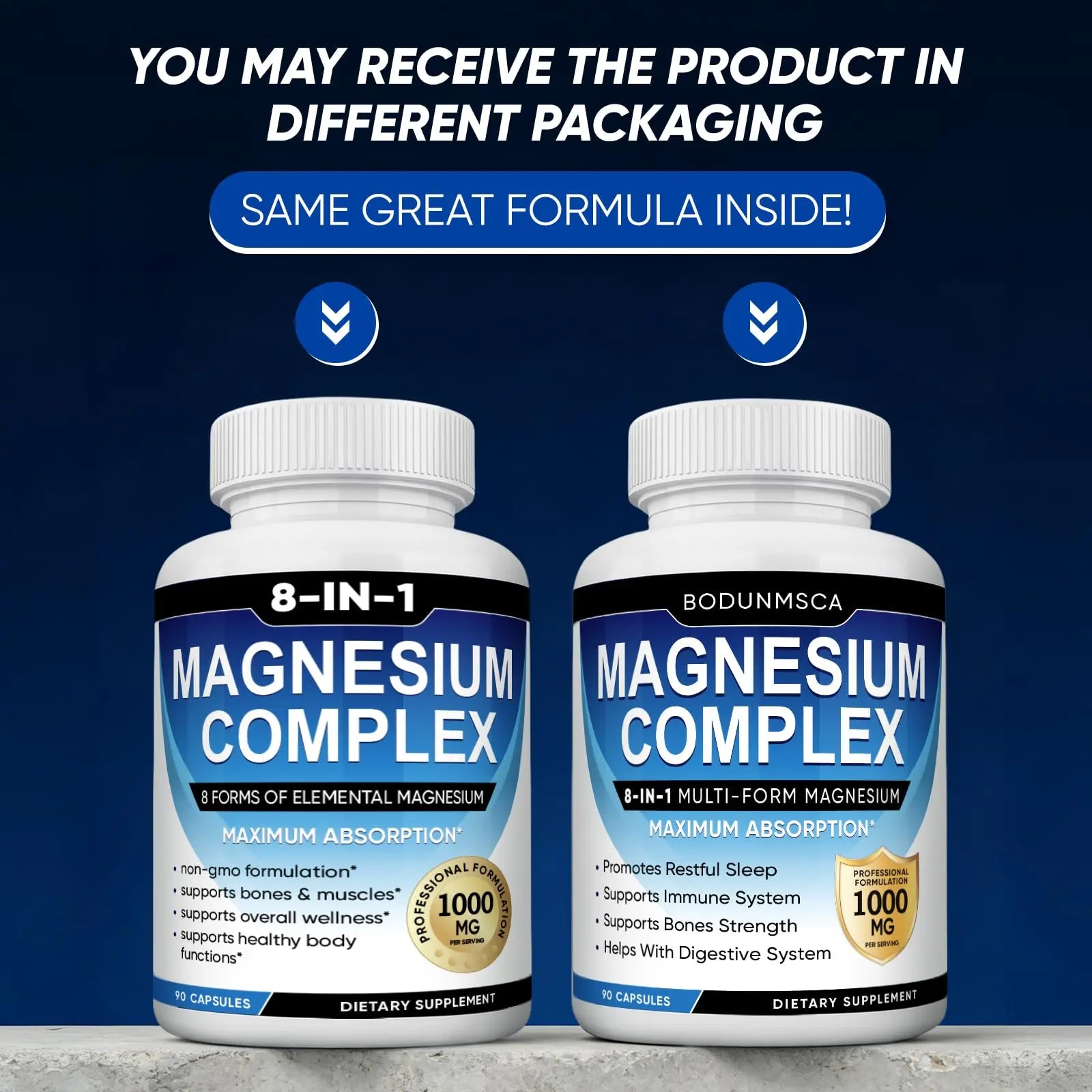 Magnesium Complex, 8 in 1, 1000mg-Glycinate, Citrate, Malate for Easy Absorption, Full Spectrum Magnesium Complex,Supports Relaxation, Sleep & Muscle Function, Magnesio Complex for Women, 180 Capsules BODUNMSCA Au supplements