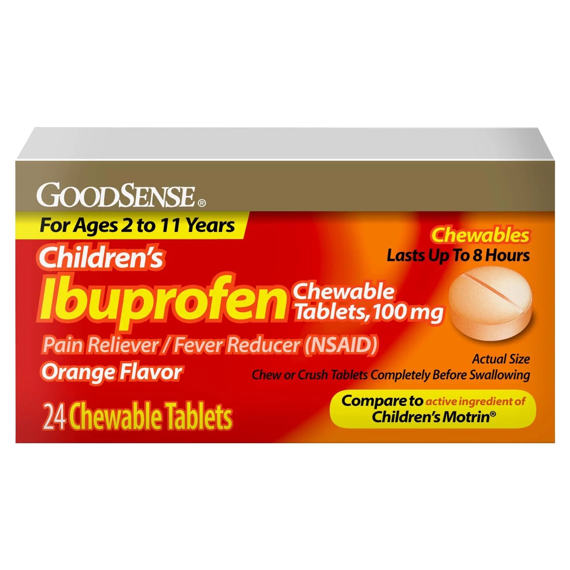 GoodSense Children's Ibuprofen Chewable Tablets, 100 mg, 24 Count, Pain Reliever and Fever Reducer (NSAID), Temporarily Reduces Fever and Relieves Minor Aches and Pain GoodSense Au supplements