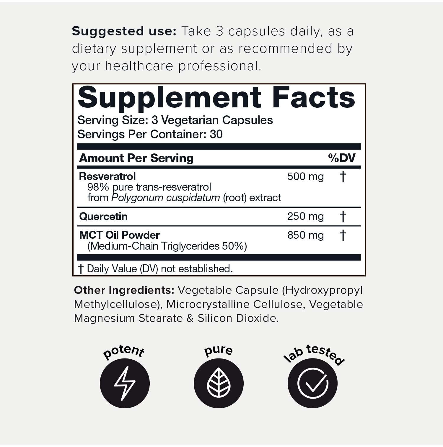 Toniiq 1600mg Resveratrol Blend - Ultra High Purity and 3rd Party Tested - with MCT Toniiq Au supplements