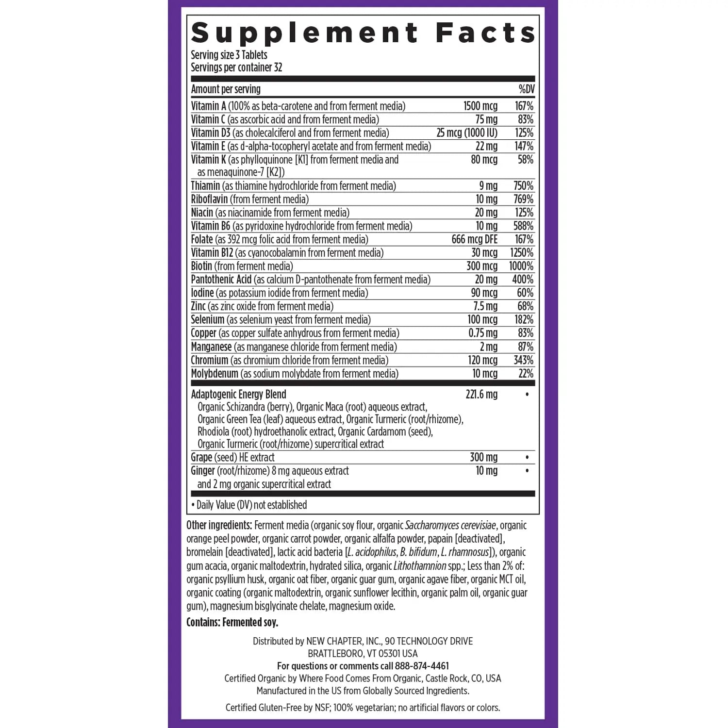 New Chapter Energy Supplement - Perfect Energy Multivitamin for Balanced Energy + Stress Support with B Vitamins + Vitamin D3 New Chapter Au supplements