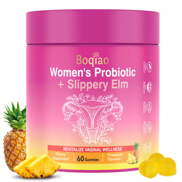 Feminine Probiotics Gummies with Slippery Elm - 60 Pineapple Gummies for Women ph Balance, Vaginal Probiotics Supports Flora, Gut Health & Immune System, Prebiotics & Lactobacillus Blend (Pineapple) Boqiao Au supplements