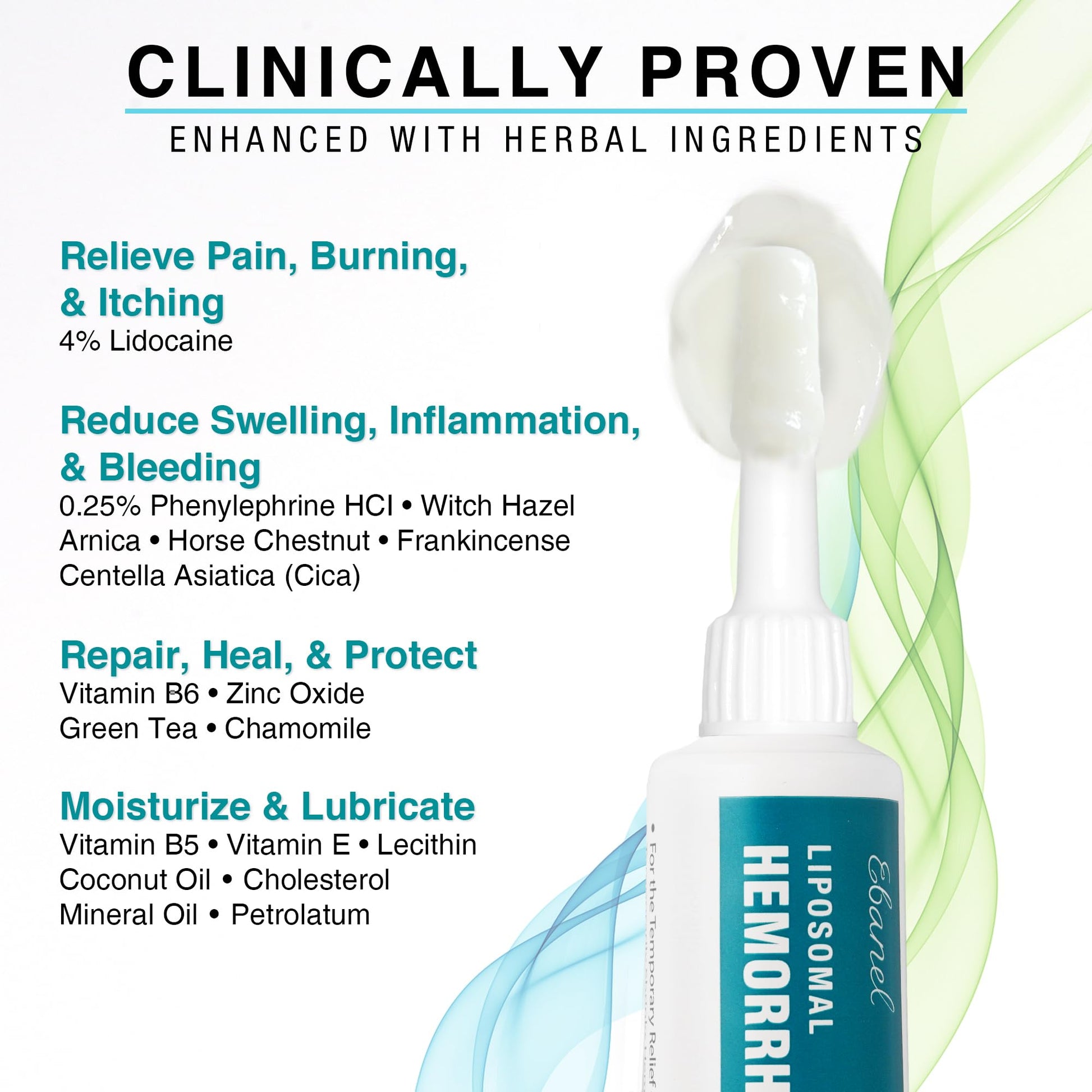 Ebanel 4% Lidocaine Hemorrhoid Treatment Ointment with Phenylephrine, Witch Hazel, Vitamin B6, Zinc Oxide, Frankincense, External and Internal Hemorrhoids Treatment Burn Itch Pain Relief Anal Cream Ebanel Au supplements