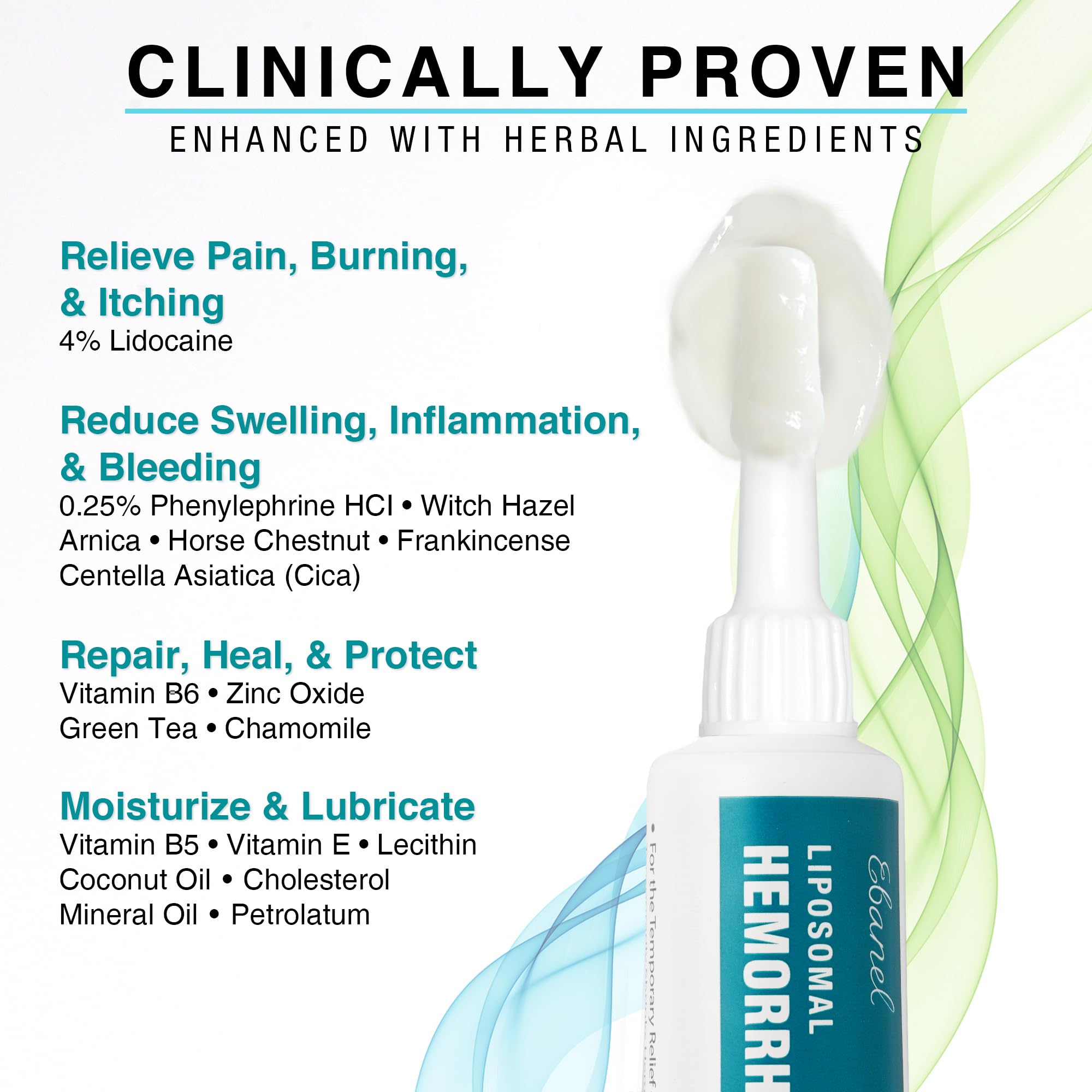 Ebanel 4% Lidocaine Hemorrhoid Treatment Ointment with Phenylephrine, Witch Hazel, Vitamin B6, Zinc Oxide, Frankincense, External and Internal Hemorrhoids Treatment Burn Itch Pain Relief Anal Cream Ebanel Au supplements