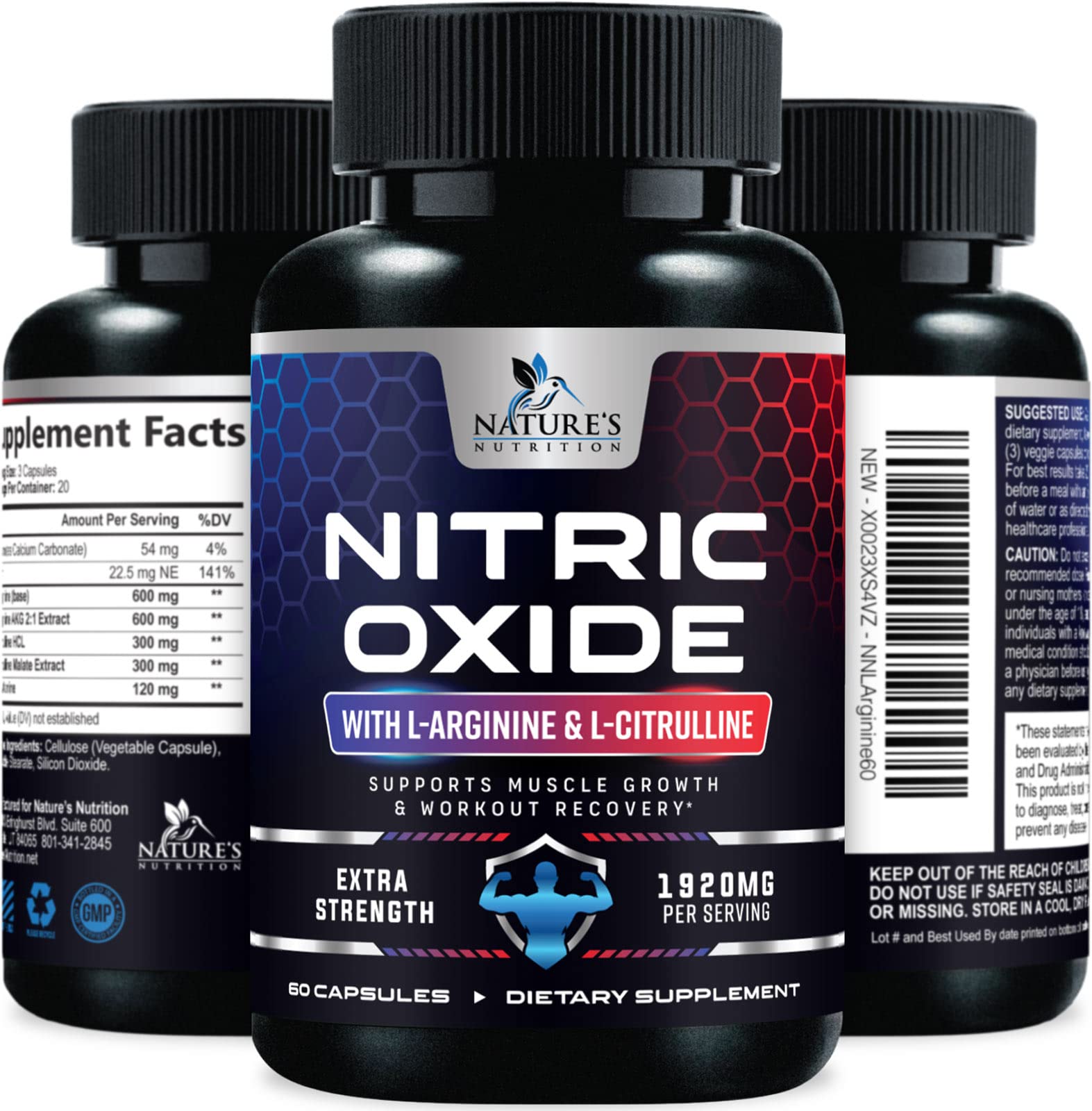 Extra Strength Nitric Oxide Supplement L Arginine 3X Strength - Citrulline Malate, AAKG Nature's Nutrition Au supplements