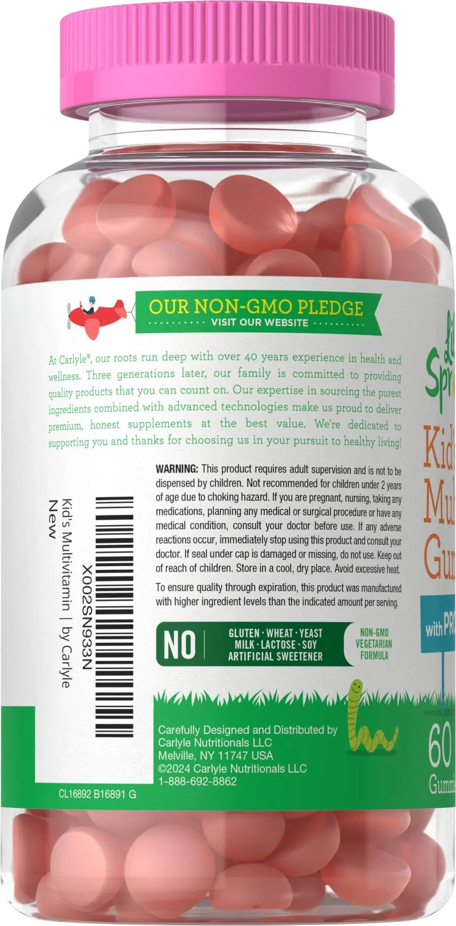 Carlyle Kids Multivitamin Gummies with Probiotics | 60 Chewables | Berry Flavor | Vegetarian, Non-GMO, Gluten Free Children's Supplement | by Lil' Sprouts | Carlyle Au supplements