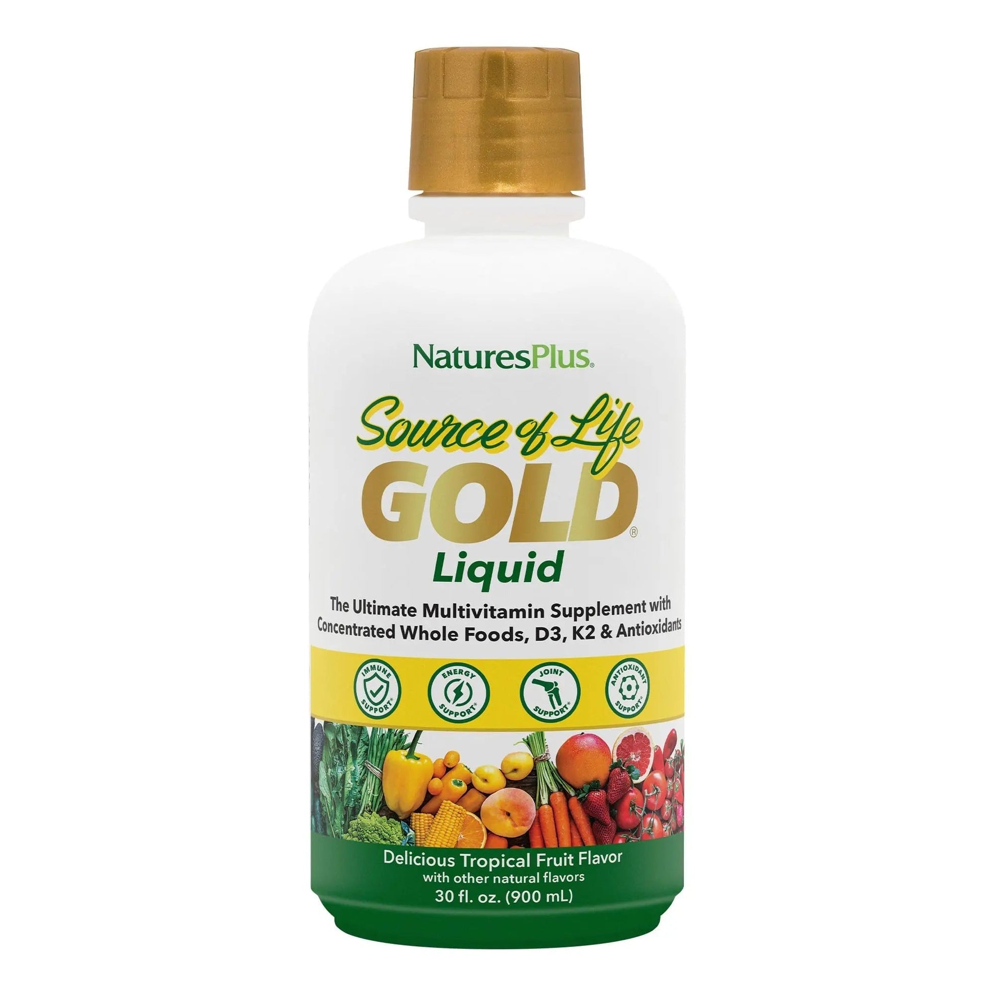 NaturesPlus Source of Life Gold Multivitamin Liquid - 30 oz - with Vitamins D3, B12 & K2 - Blood, Bone & Immune Support - Vegetarian & Gluten Free - 30 Servings NaturesPlus Au supplements