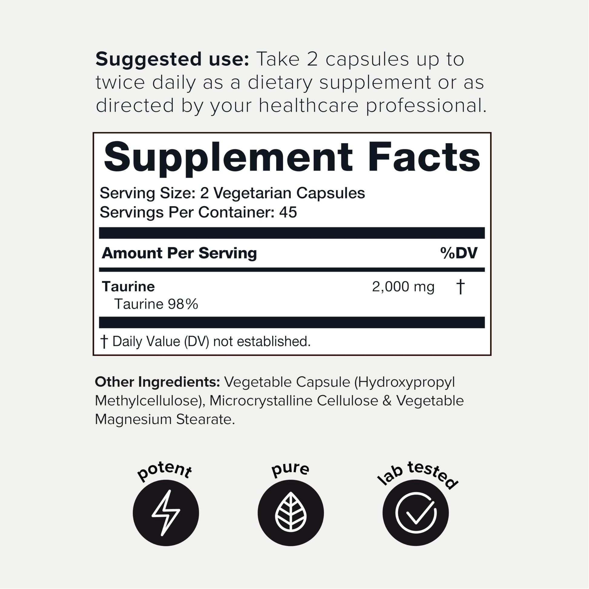 Toniiq 2000mg Taurine Supplement - High Purity Taurine Powder Capsules, 98%+ Pure Toniiq Au supplements
