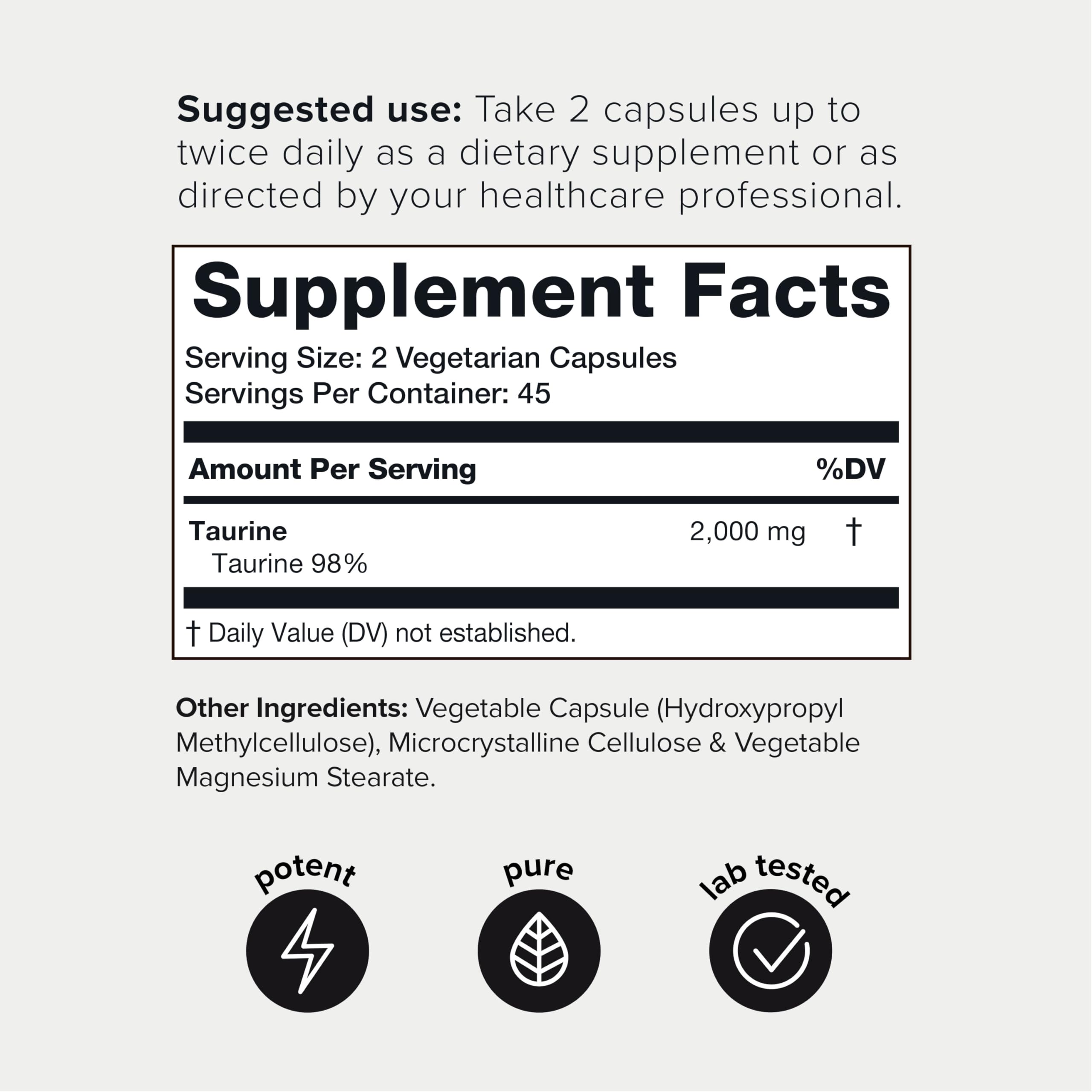 Toniiq 2000mg Taurine Supplement - High Purity Taurine Powder Capsules, 98%+ Pure Toniiq Au supplements