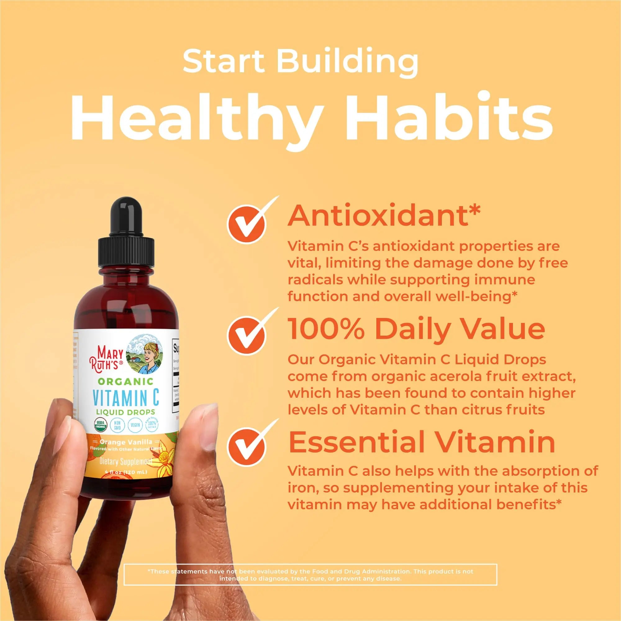 MaryRuth Organics Organic Vitamin C Supplement | Liquid Vitamin C Liquid Drops for Adults & Kids | Immune Support Supplement for Overall Health | Vegan | Non-GMO | Gluten Free | 4 Fl Oz MARYRUTH'S Au supplements