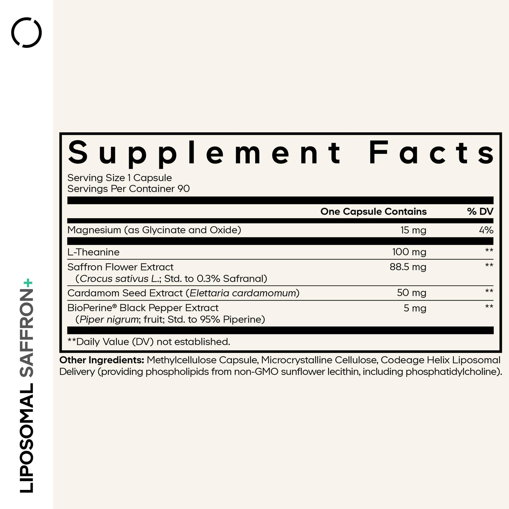 Codeage Liposomal Saffron+ Supplement - Saffron Extract, Magnesium, L-Theanine, Cardamom, BioPerine - 3-Month Supply - Kesar Spice, Liposomal Delivery - Non-GMO - 90 Capsules Codeage Au supplements