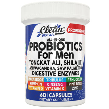 Clean Nutra Probiotics for Men | Tongkat Ali, Saw Palmetto, Tribulus, Ginseng, Ashwagandha, Maca, Pumpkin, Gingko Biloba, Pine Bark, Fenugreek, Shilajit, Zinc - Mens Probiotic 60 Capsules Clean Nutraceuticals Au supplements