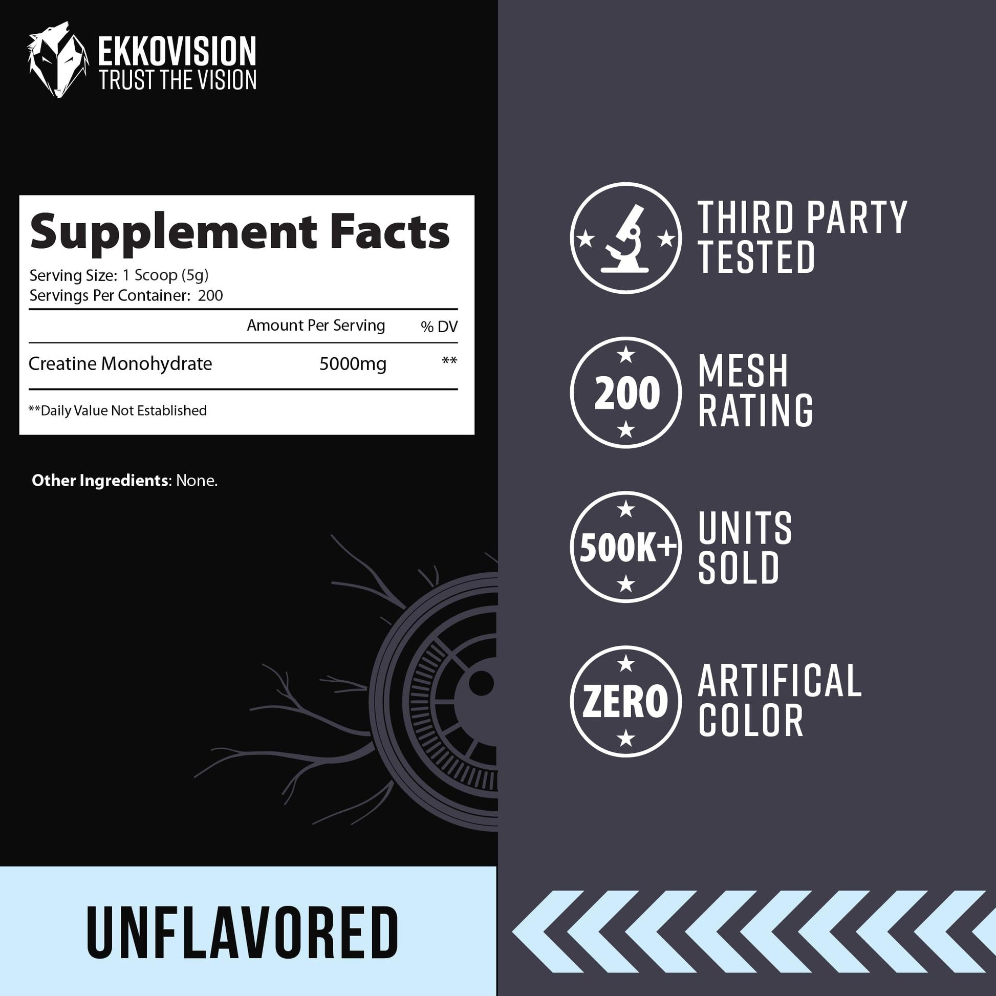 Ekkovision Creatine Monohydrate Powder, Micronized, Unflavored, Pre Workout & Post Workout Supplement for Men and Women, Energy Support, Easy to Mix in Shakes, Smoothies & Beverages, 200 Servings Ekkovision Au supplements