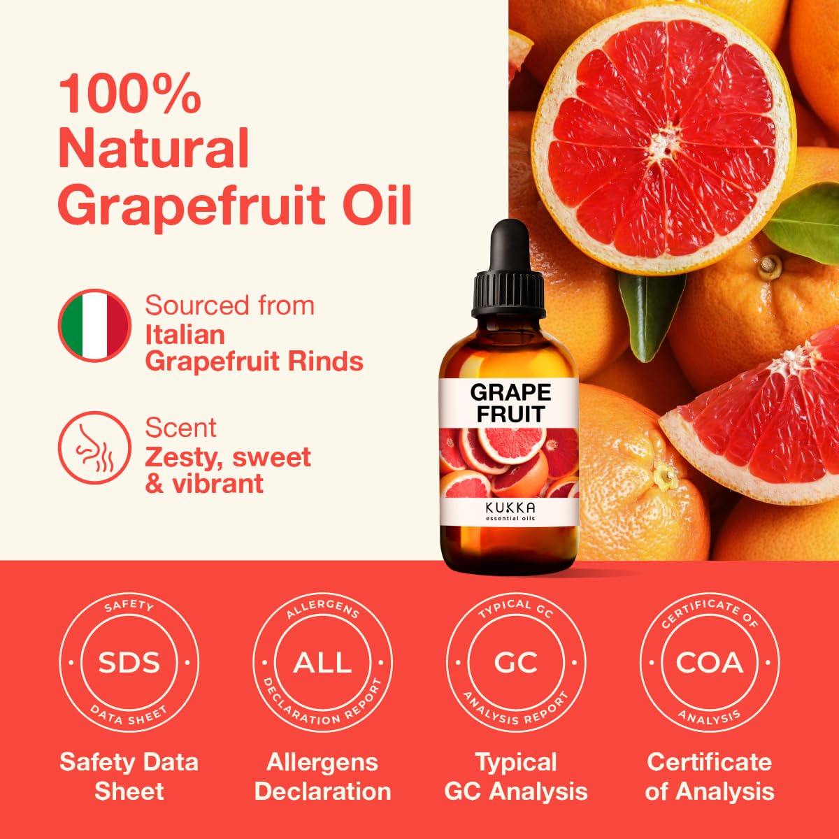 Kukka Grapefruit Essential Oil for Diffuser - 100% Natural Grapefruit Essential Oil for Skin KUKKA essential oils Au supplements