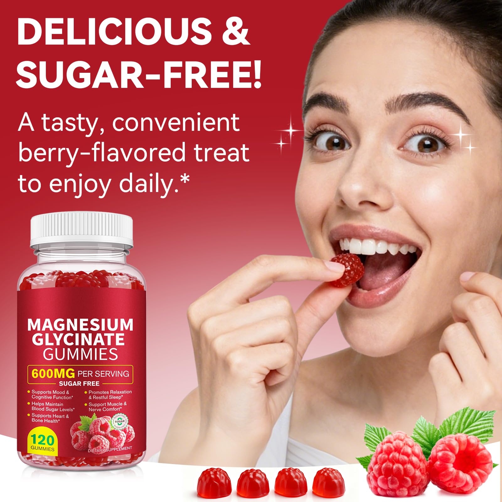 120 Count Magnesium Glycinate Gummies 600mg for Adults, Supports Relaxation, Magnesium Glycinate Chewable,