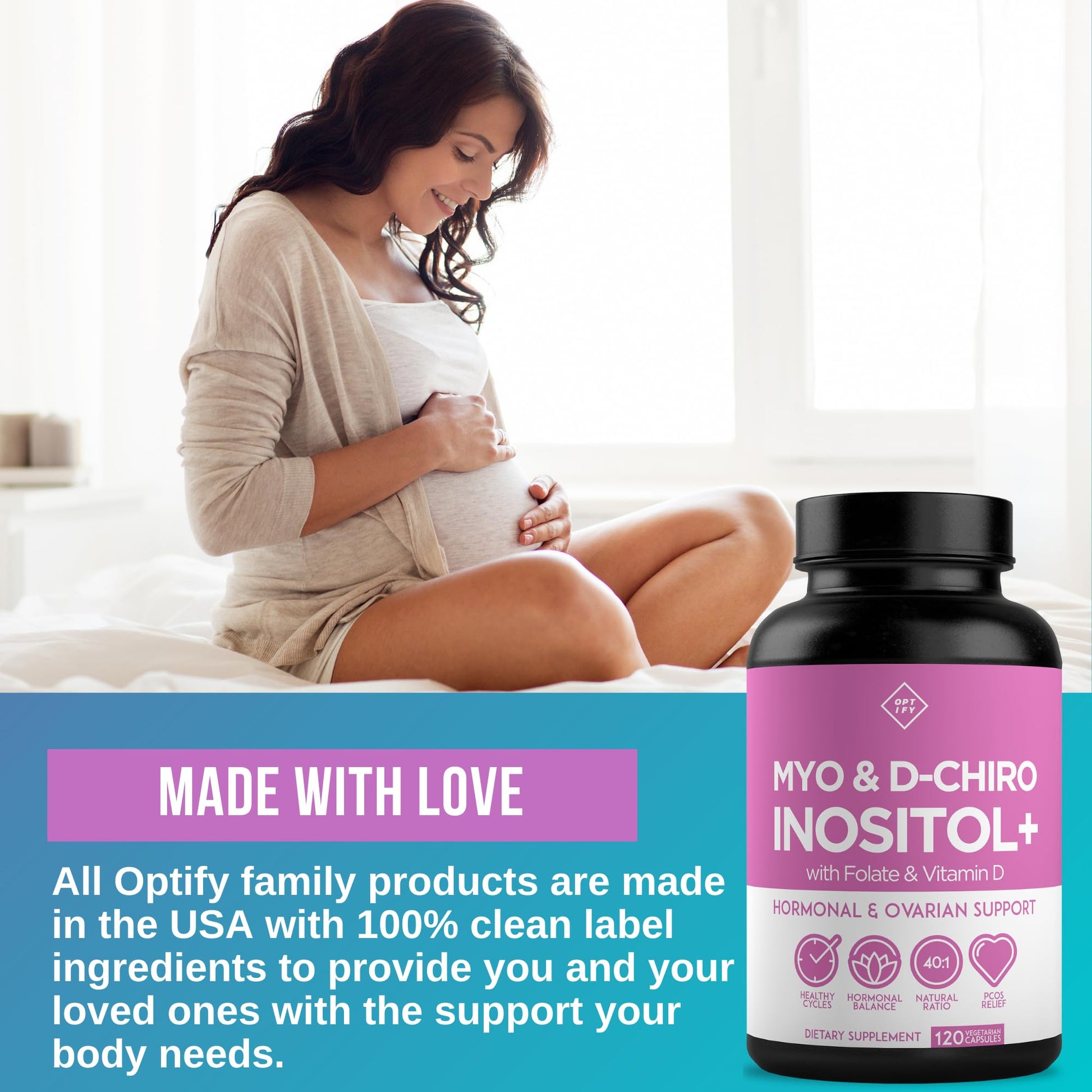 Premium Inositol Supplement - Myo-Inositol and D-Chiro Inositol Plus Folate and Vitamin Optify Au supplements