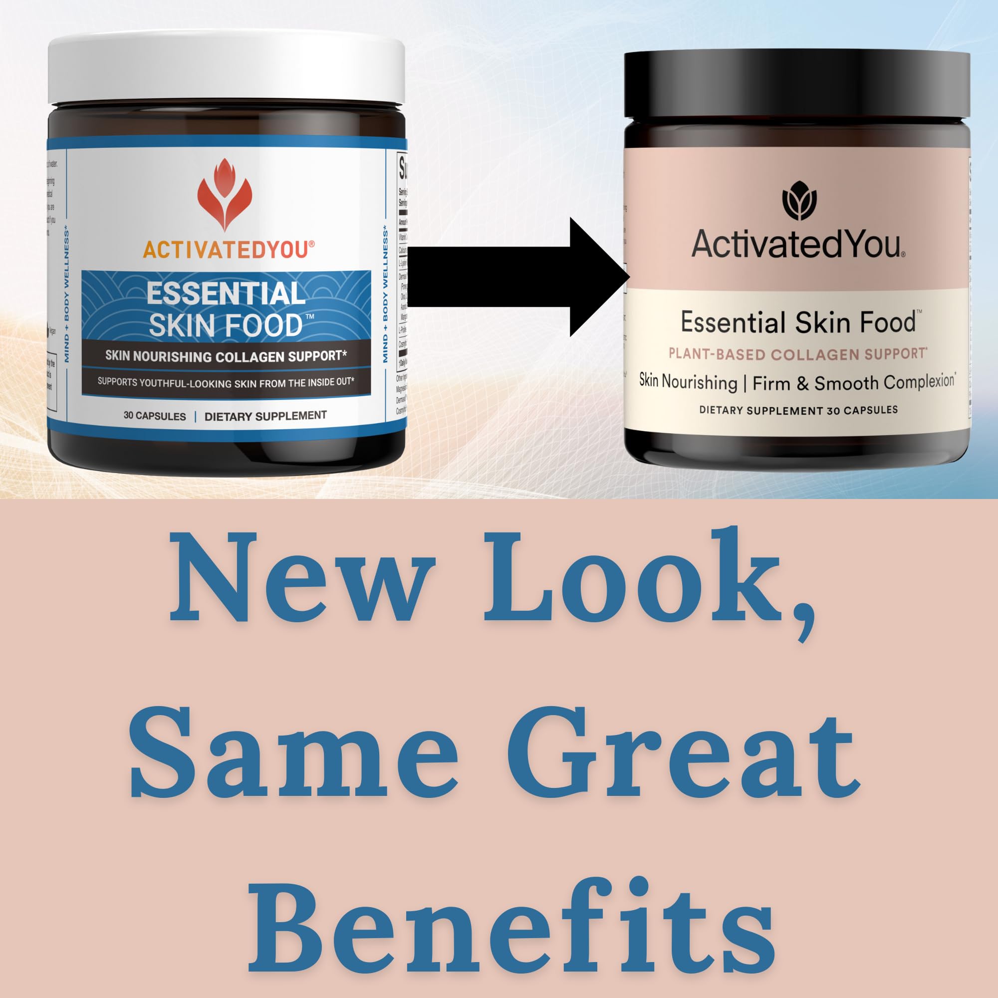 ACTIVATEDYOU Essential Skin Food, Advanced Skincare Collagen Elastin Support Supplement for Aging Skin, Helps Improve Appearance of Face Texture, Sagging w/Dermaval, Vitamin C (30 Count (Pack of 3)) ACTIVATEDYOU Au supplements