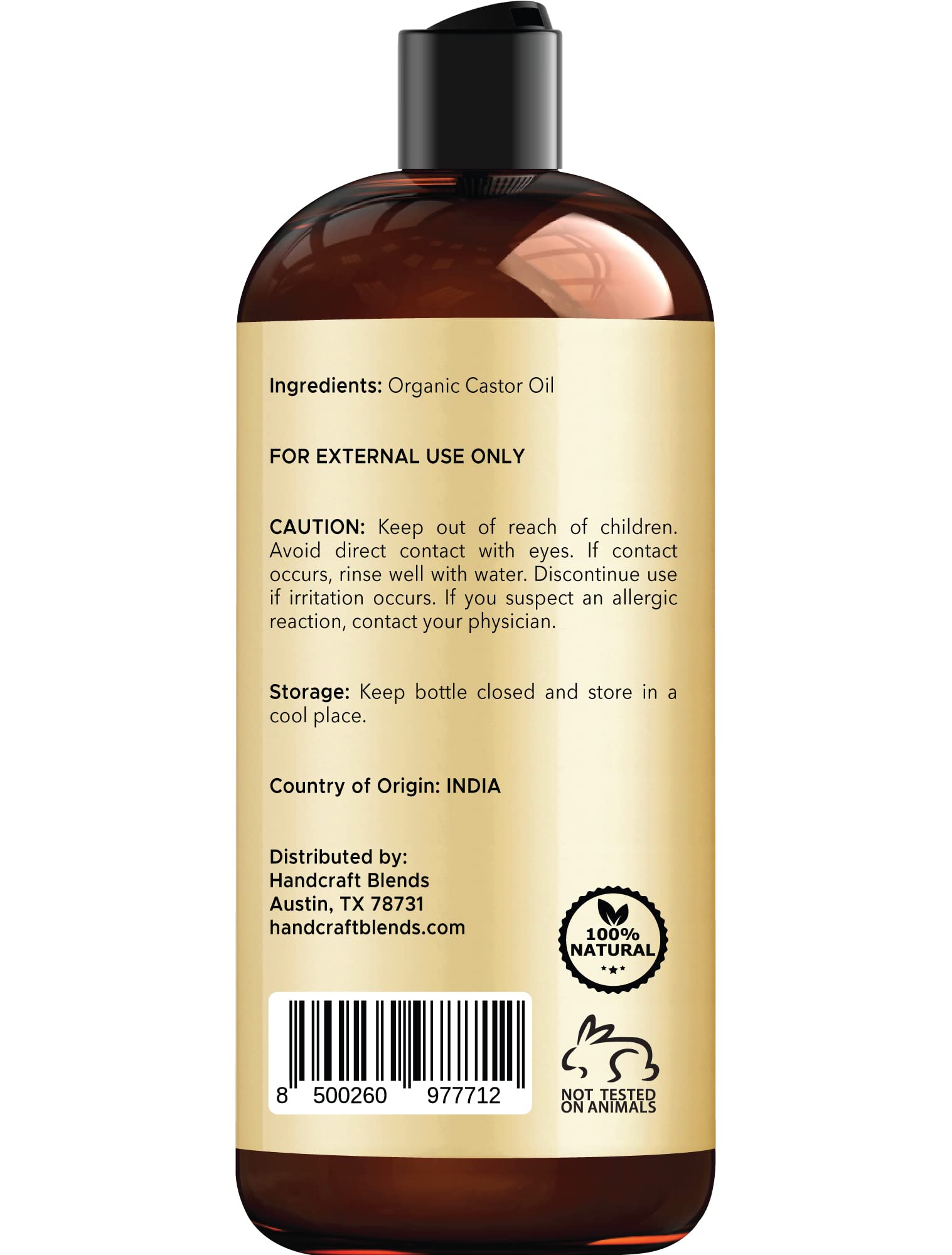 Handcraft Blends Organic Castor Oil for Hair Growth, Eyelashes and Eyebrows - 100% Pure Handcraft Blends Au supplements