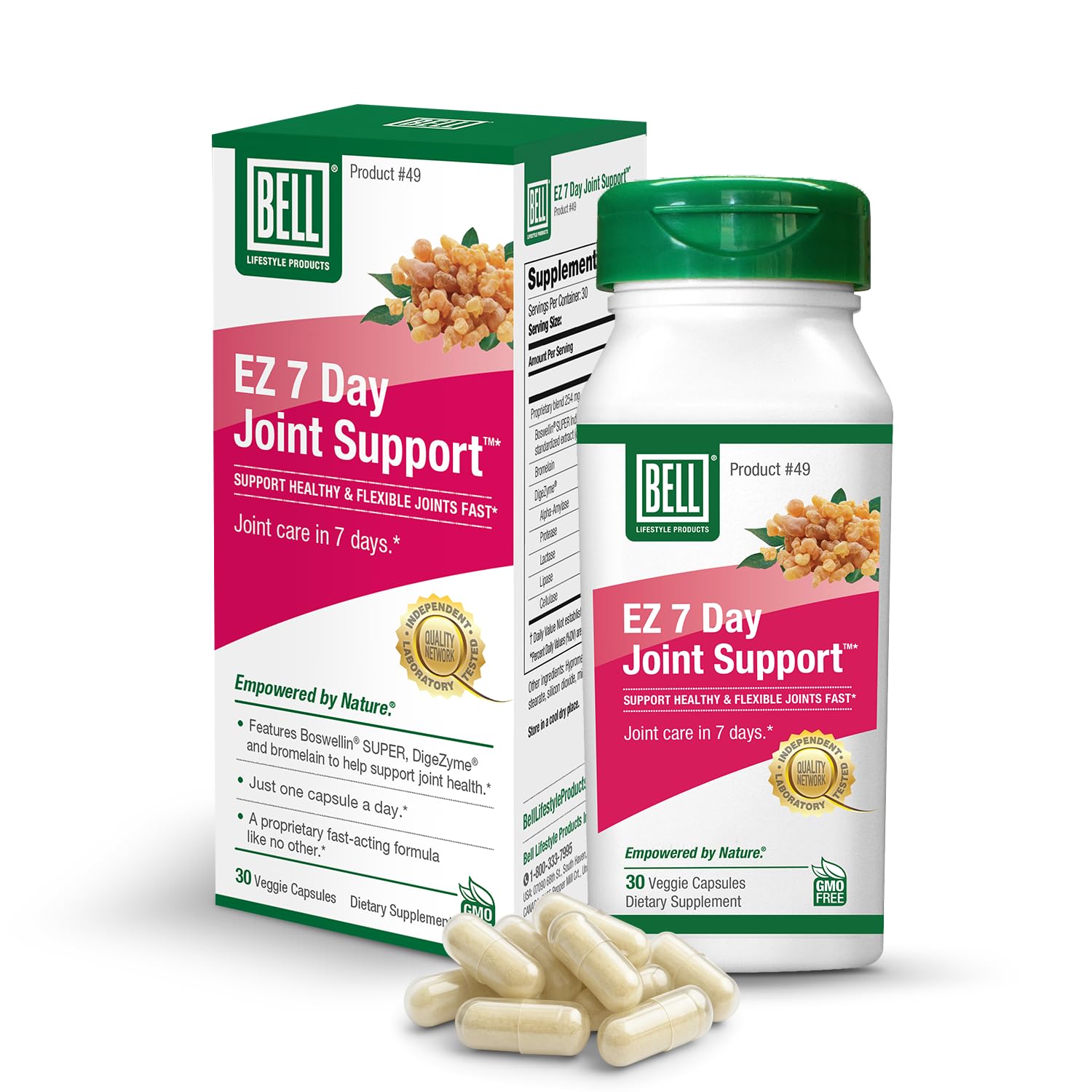 Bell EZ 7 Day Joint Support ™ -Fast-Acting, Once-Daily Joint Health Supplement – Helps Relieve Knee Pain, Swelling & Supports Muscle Recovery – Vegan – 30 Capsules Bell Au supplements