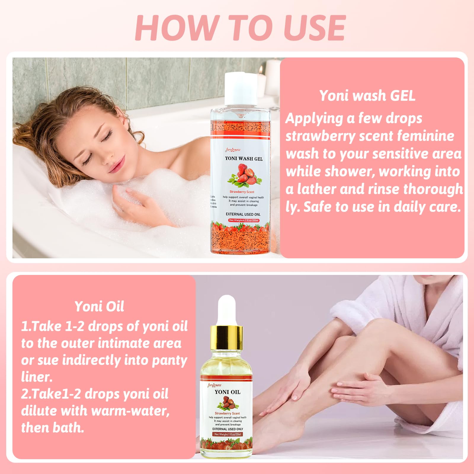 Yoni Wash Yoni Oil Yoni Bar Soap for Women PH Balance, Strawberry Body Oil, Feminine Wash forvirness Au supplements