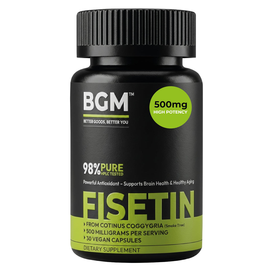 BGM Fisetin 500mg Supplement | Smoke Tree Extract (Cotinus coggygria) | 98% Pure Senolytic Antioxidant | Vegan Capsules | Supports Brain Health & Healthy Aging BGM Better Goods, Better You Au supplements