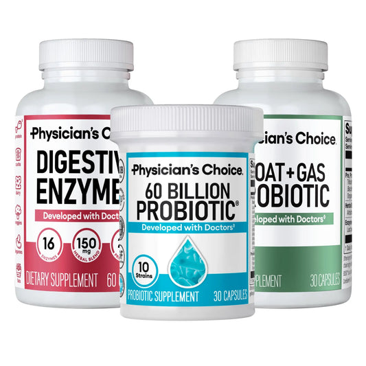 Physician's CHOICE Gut Guardian Bundle: Advanced Bloating & Digestion Support with 60 Billion Probiotic, Digestive Enzymes & Bloat + Gas Probiotic - Daily Gut Health Support for Women and Men Physician's CHOICEAU supplements