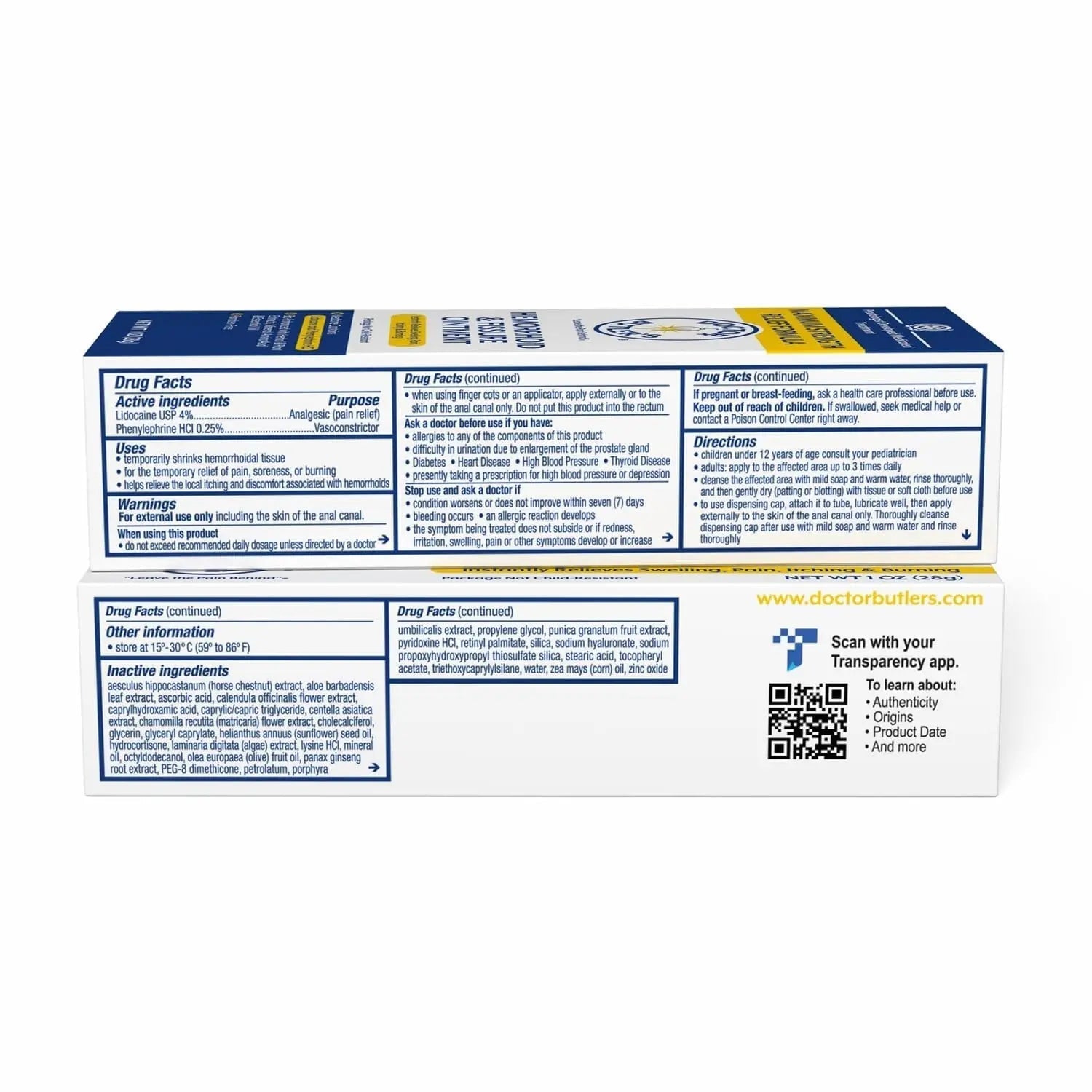 Doctor Butler’s Hemorrhoid & Fissure Ointment – Hemorrhoid Treatment and Hemorrhoid Cream with Lidocaine and Phenylephrine HCI for Fast Acting Relief of Pain, Swelling, Discomfort, and Itching (1 oz.) Doctor Butler's Au supplements